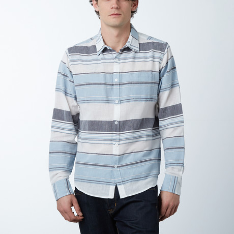 Long-Sleeve Shirt // White + Gray Stripe (S)