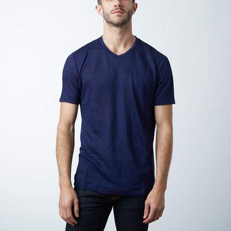 Textured Knit T-Shirt // Indigo (S)