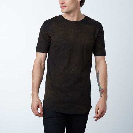 Ultra Soft Sueded Long Scallop Tees // Black + Gold Spray (S)