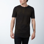 Ultra Soft Sueded Long Scallop Tees // Black + Gold Spray (XL)