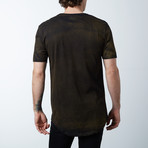 Ultra Soft Sueded Long Scallop Tees // Black + Gold Spray (XL)
