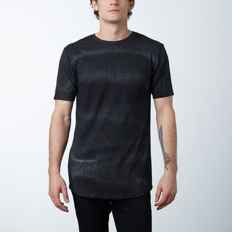 Ultra Soft Sueded Long Scallop Tees // Black + Silver Spray (S)