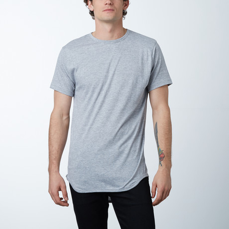 Ultra Soft Sueded Long Scallop Tees // Heather Grey (XL)