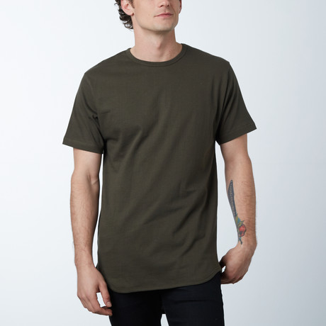 Ultra Soft Sueded Long Scallop Tees // Olive (S)
