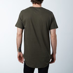 Ultra Soft Sueded Long Scallop Tees // Olive (XL)