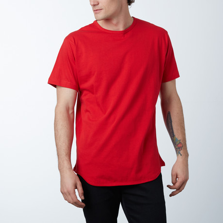 Ultra Soft Sueded Long Scallop Tees // Red (S)