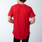 Ultra Soft Sueded Long Scallop Tees // Red (XL)