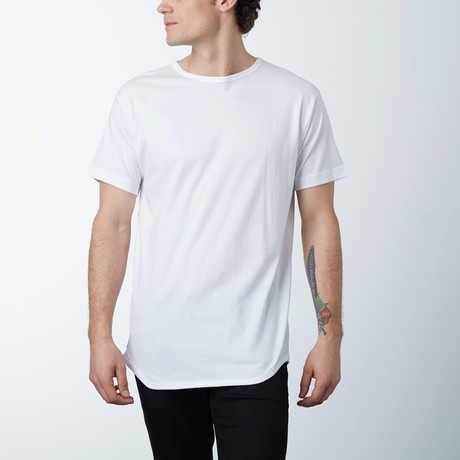 Ultra Soft Sueded Long Scallop Tees // White (XL)