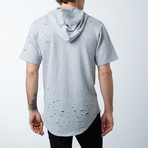 Mens Hooded Thrasher Scallop Bottom Pullover // Heather Grey (M)