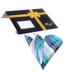 Silk Handkerchief + Gift Box // Multi Blue + White Stripe