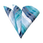 Silk Handkerchief + Gift Box // Multi Blue + White Stripe