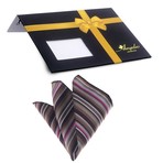 Silk Handkerchief + Gift Box // Pink + Brown Stripe