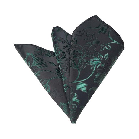 Silk Handkerchief + Gift Box // Green + Black Paisley