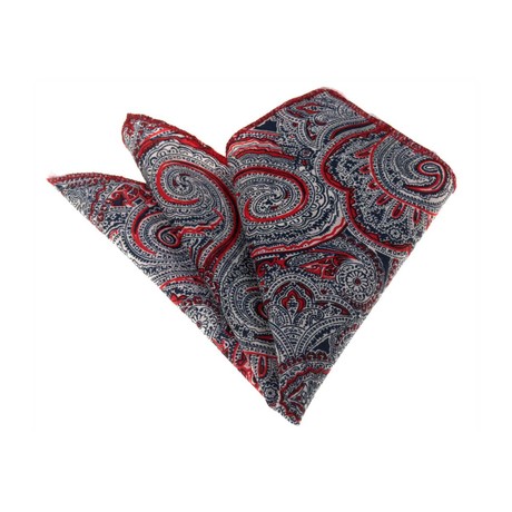 Silk Handkerchief + Gift Box // Red + White Paisley