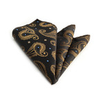 Silk Handkerchief + Gift Box // Black + Brown Paisley