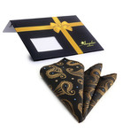 Silk Handkerchief + Gift Box // Black + Brown Paisley