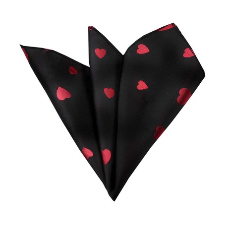 Silk Handkerchief + Gift Box // Black + Red Heart