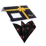 Silk Handkerchief + Gift Box // Black + Red Heart