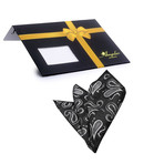 Silk Handkerchief + Gift Box // Black + Grey Paisley