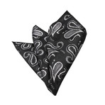 Silk Handkerchief + Gift Box // Black + Grey Paisley