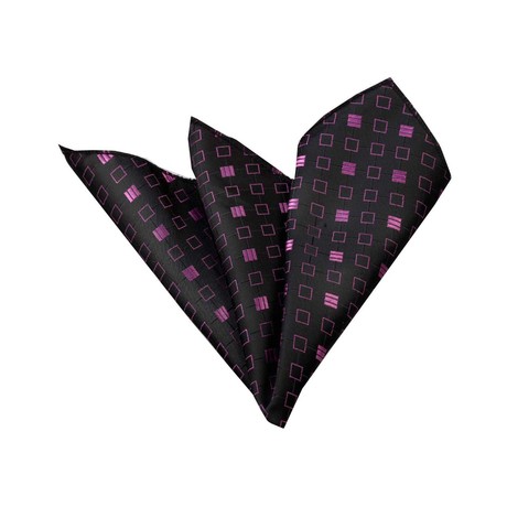 Silk Handkerchief + Gift Box // Black + Pink Square