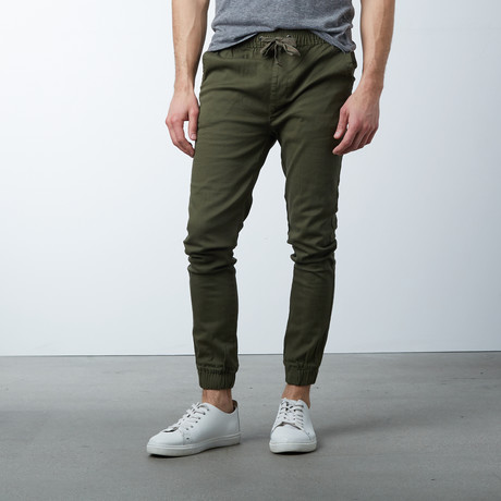 Cotton Stretch Twill Joggers // Olive (S)