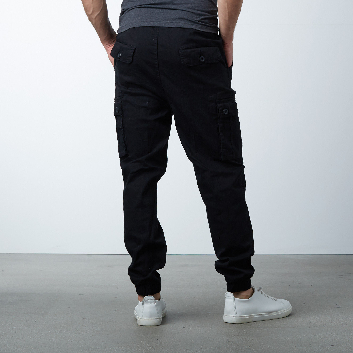 Cotton Blend Twill Cargo Joggers // Black (S) - Ethan Williams - Touch ...