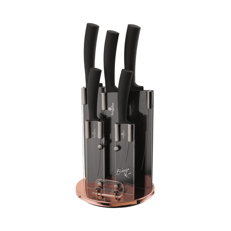 5 Piece Knife Set + Stand // Rose Gold