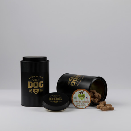 Snicky Snaks // Organic Peanut Butter Baked Dog Treats // Large Gift Tin // Set of 2