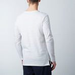 Raw Edge Long Sleeve Pocket Henley // Heather White (M)