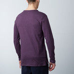 Raw Edge Long Sleeve Pocket Henley // Heather Purple (M)