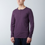 Raw Edge Long Sleeve Pocket Henley // Heather Purple (M)