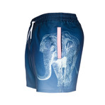 Astro Elephant Swim Short // Navy + Aqua + Pink (L)