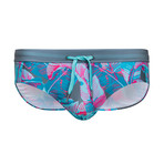 Lush Swim Brief // Aqua + Pink + Charcoal (XS)
