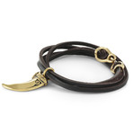 Black Wolf Claw Bracelet (Bronze + Black Leather)