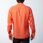 Long Sleeve Linen Shirt // Papaya (L)