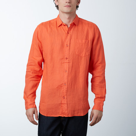 Long Sleeve Linen Shirt // Papaya (S)
