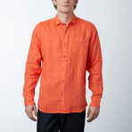 Long Sleeve Linen Shirt // Papaya (M)