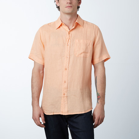 Short Sleeve Linen Shirt // Cantaloupe (S)