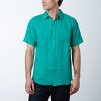 Short Sleeve Linen Shirt // Kelly (M)