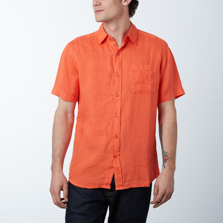 Short Sleeve Linen Shirt  // Papaya (S)