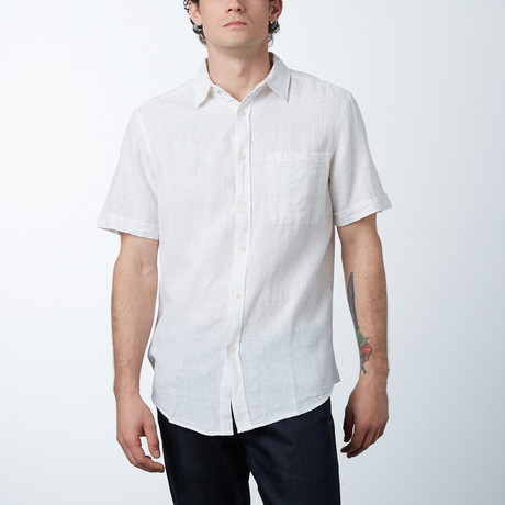 Short Sleeve Woven Stitch Shirt // Natural (S)
