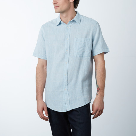 Short Sleeve Woven Stitch Shirt // Blue (2XL)
