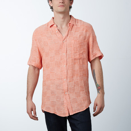 Short Sleeve Woven Jacquard Shirt // Peach (S)