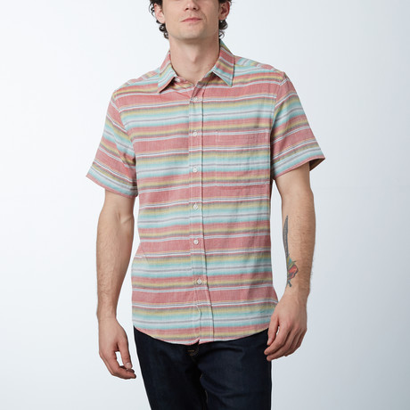 Short Sleeve Woven Road Map Shirt // Red (S)