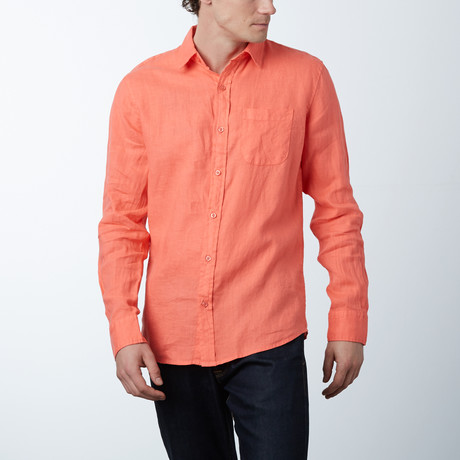 Long-Sleeve Linen Modern Fit Shirt // Coral (S)