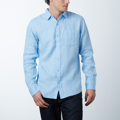Long-Sleeve Linen Modern Fit Shirt // Light Blue (S)