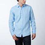 Long-Sleeve Linen Modern Fit Shirt // Light Blue (L)