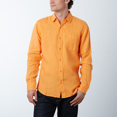 Long-Sleeve Linen Modern Fit Shirt // Orange (S)