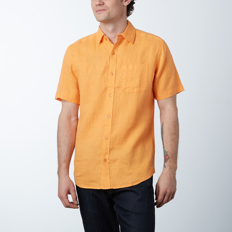 Short-Sleeve Linen Pocket Shirt // Orange (S)